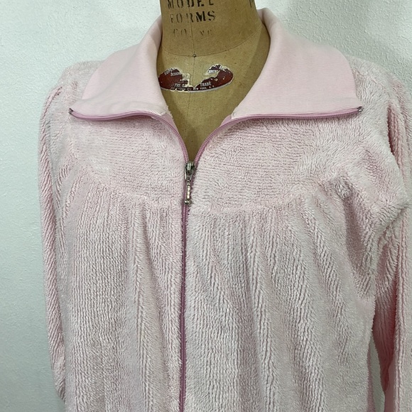 Intimate Appeal pink terry/chenille with zipper front and high neck, pockets - Picture 2 of 12